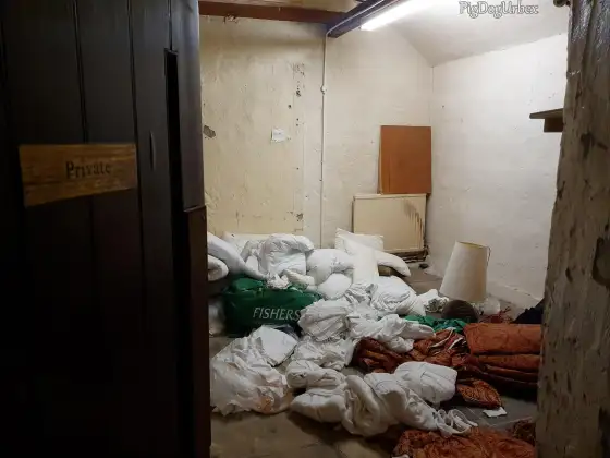 Abandoned linen storage room at the abandoned Airth Castle and hotel complex.