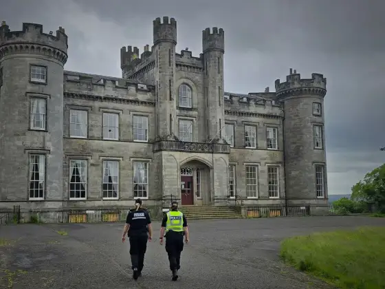 Castle frontage during its abandoned period at the abandoned Airth Castle and hotel complex.